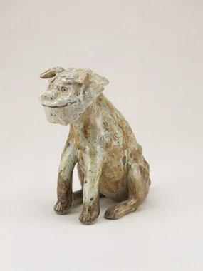 愛知県指定文化財（有形民俗） 白釉狛犬　吽