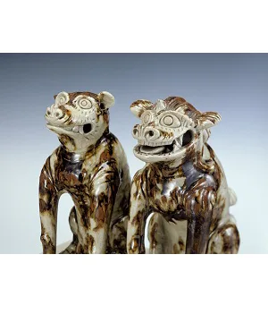 陶磁のこま犬百面相